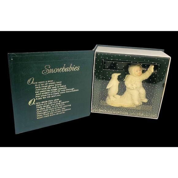 Vintage 1991 "Wishing on a Star" SnowBabies Figurine Dept. 56 With Penguin - Picture 1 of 12
